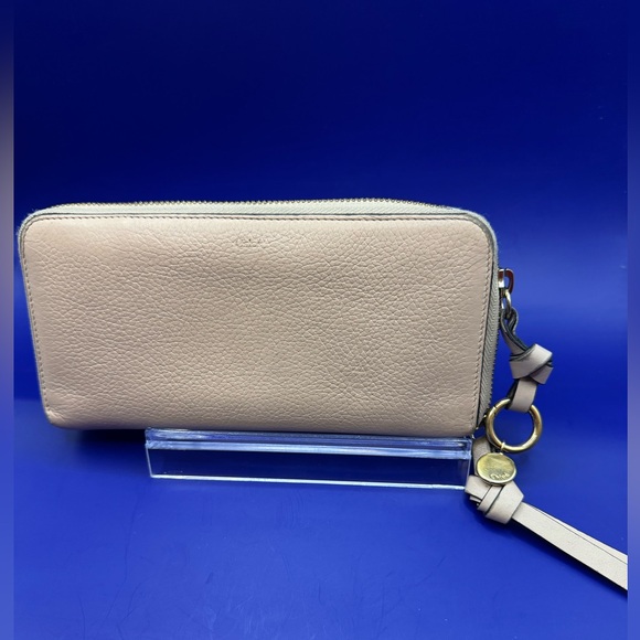 Chloe Light Pink Leather Long Alphabet Wallet